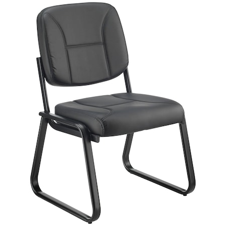 Global Industrial Bonded Leather Reception Chair, Armless, Black 695513